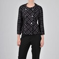 Signature by Larry Levine Women's Black/ Purple Checkered Pant Suit