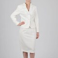 Signature by Larry Levine Women's Cream Skirt Suit