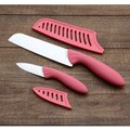 Stone River Gear 2-Piece Pink Handle Ceramic Santoku/Parers