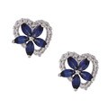 18k White Gold Sapphire and 2/5ct TDW Diamond Earrings (H-I, SI1-SI2)