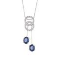 18k White Gold Sapphire and 1/3ct TDW Diamond Necklace (I, SI1-SI2)