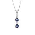 18k White Gold Sapphire and 1/6ct TDW Diamond Necklace (H-I, I1-I2)