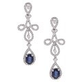 18k White Gold Sapphire and 1 1/4ct TDW Diamond Earrings (H-I, SI1-SI2)