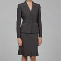 Tahari Women's Grey/ Pink Pleated Skirt Suit