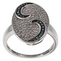 Silver 1/2ct TDW Blue and White Diamond Swirl Ring (H-I, I2)
