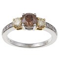 Platinum and 18k Gold 1 1/2ct TDW Brown and Yellow Diamond Ring