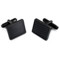 Black-plated Stainless Steel Black Carbon Fiber Cuff Links