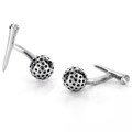 Stainless Steel Golf Ball and Tee Cuff Links