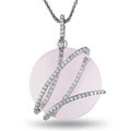 14k White Gold Rose Quartz and 1/3ct TDW Diamond Necklace (G-H, SI1)