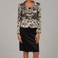Tahari Gold/ Black Jacquard Skirt Suit