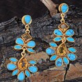 Goldtone Simulated Turquoise and Citrine Earrings (India)
