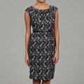 London Times Women's Black/ White Belted Dress