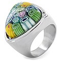 Stainless Steel Multicolored Glass Ring