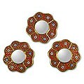 Set of 3 Reverse-painted Glass 'New Spring' Wall Mirrors (Peru)
