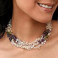 Sterling Silver 'Spring Medley' Multi-gemstone Necklace (India)