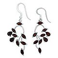 Sterling Silver 'Drifting Petals' Garnet Earrings (India)