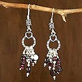 Sterling Silver 'Love Cascade' Garnet Waterfall Earrings (India)