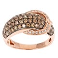 14k Rose Gold 1 1/6ct TDW Brown and White Diamond Buckle Ring (G-H, I1-I2)