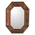 Handcrafted Reverse-painted Glass 'Colonial Red' Wall Mirror (Peru)