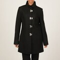 MICHAEL Michael Kors Women's Black Clip Closure Wool Blend Coat