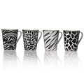 Mikasa Color Studio Black and White Animal Print Mugs (Set of 4)