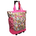 Olympia 20-inch Pink Tulip Rolling Polyester Top-loading Shopper Tote