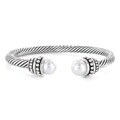 Silverplated Created Pearl Cuff Bracelet