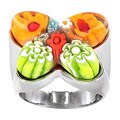 Stainless Steel Multicolored Glass Cocktail Ring