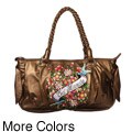 Ed Hardy Metallic Floral Print Satchel
