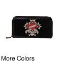 Ed Hardy 'Skulls and Roses' Printed Zip Around Wallet