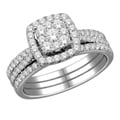 10k White Gold 1ct TDW Diamond Imperial Bridal Halo Ring Set