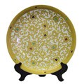White and Gold Scrolls Porcelain Plate with Stand