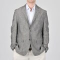 U&I Men's Brown Stripe Linen Blazer