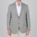 U&I Men's Windowpane Pattern Linen Blazer