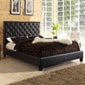 Sophie Dark Brown Vinyl Tufted Full-size Platform Bed
