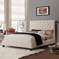 Sophie Beige Fabric Tufted King-size Platform Bed