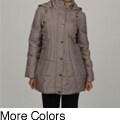 London Fog Women's Quilted Drawstring Hood Coat