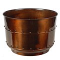 Shiny Carmel Metal 16-inch Rivet Planters (Set of 2)