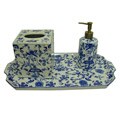 Blue/ White Floral Porcelain 3-piece Bathroom Set