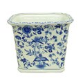 Blue and White Rectangular Porcelain Waste Basket