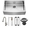 Vigo Farmhouse Stainless Steel Kitchen Sink/ Faucet/ Colander/ Strainer/ Dispenser