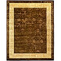 Handmade Majestic Chocolate/ Light Gold N. Z. Wool Rug (6' x 9')