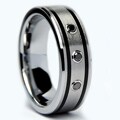 Tungsten Carbide Men's Black Diamond and Resin Band (7 mm)