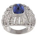 18k White Gold 2 5/8ct TDW Diamond and Sapphire Estate Ring (J-K, SI1-SI2)