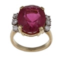 14k Yellow Gold 2/5ct TDW Diamond and Rubalite Estate Ring (J-K, SI1-SI2)