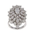 Platinum 4 1/4ct TDW Diamond Large Cluster Estate Ring (H-I, VS1-VS2)