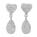 Sterling Silver Clear Cubic Zirconia Heart Drop Earrings