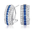 Sterling Silver Blue and Clear Cubic Zirconia Stud Earrings