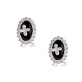 Collette Z Sterling Silver Black Onyx and Clear Cubic Zirconia Earrings
