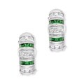 Sterling Silver Princess-cut Green and White Cubic Zirconia Earrings